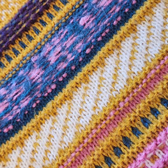 Urban Outfitters UO Mustard Fair Isle Striped Sweater size S - Picture 9 of 12